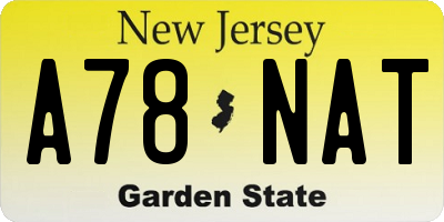 NJ license plate A78NAT