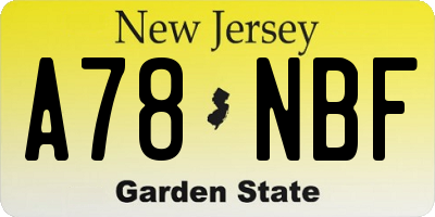 NJ license plate A78NBF