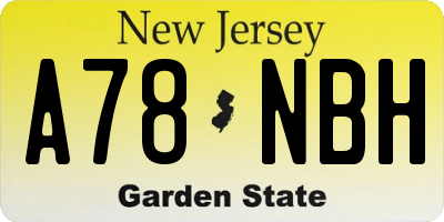 NJ license plate A78NBH