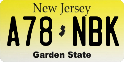 NJ license plate A78NBK