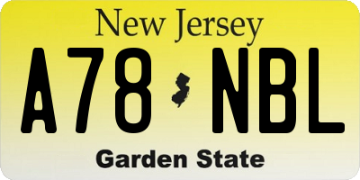 NJ license plate A78NBL