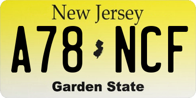 NJ license plate A78NCF