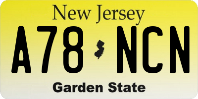 NJ license plate A78NCN