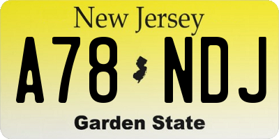 NJ license plate A78NDJ