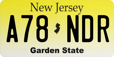 NJ license plate A78NDR