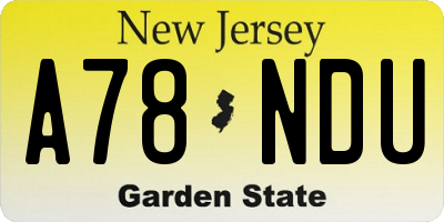 NJ license plate A78NDU