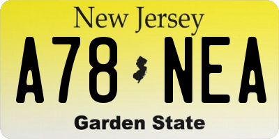 NJ license plate A78NEA