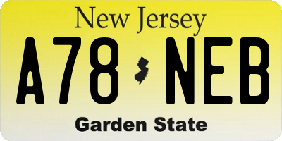 NJ license plate A78NEB