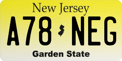 NJ license plate A78NEG