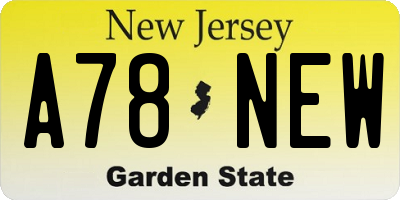 NJ license plate A78NEW
