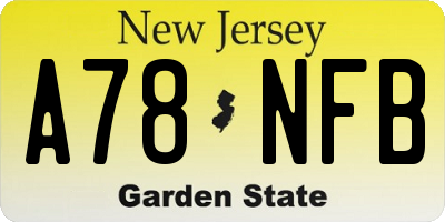 NJ license plate A78NFB