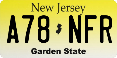 NJ license plate A78NFR