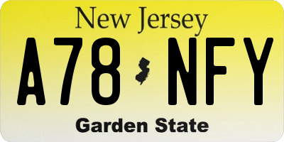 NJ license plate A78NFY