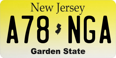 NJ license plate A78NGA