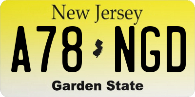 NJ license plate A78NGD