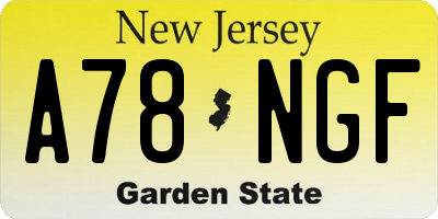 NJ license plate A78NGF