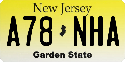 NJ license plate A78NHA
