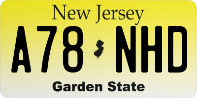 NJ license plate A78NHD