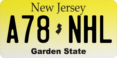 NJ license plate A78NHL