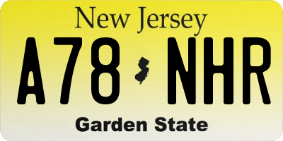 NJ license plate A78NHR