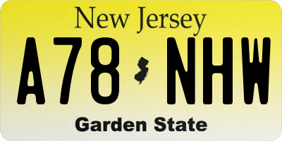 NJ license plate A78NHW