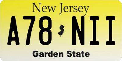 NJ license plate A78NII