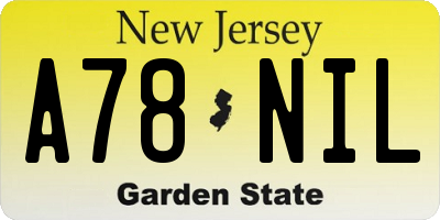NJ license plate A78NIL