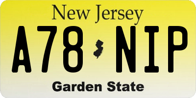 NJ license plate A78NIP