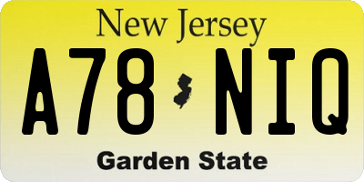 NJ license plate A78NIQ