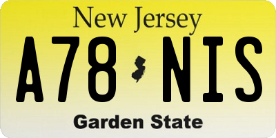 NJ license plate A78NIS