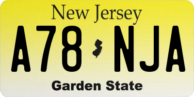 NJ license plate A78NJA