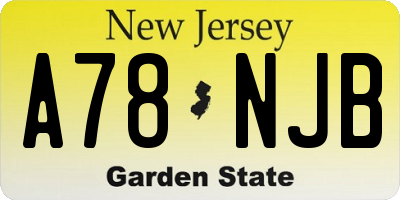 NJ license plate A78NJB