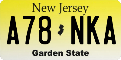 NJ license plate A78NKA