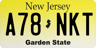 NJ license plate A78NKT
