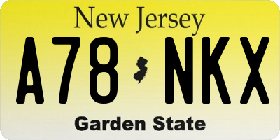 NJ license plate A78NKX