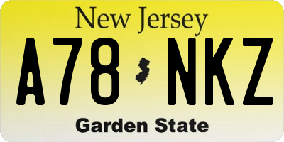 NJ license plate A78NKZ