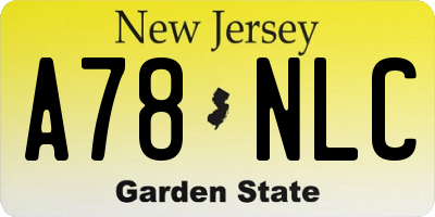 NJ license plate A78NLC