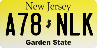 NJ license plate A78NLK