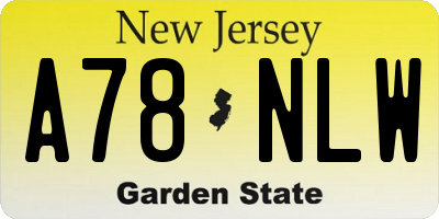 NJ license plate A78NLW