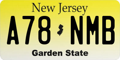 NJ license plate A78NMB
