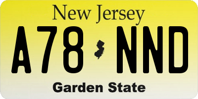 NJ license plate A78NND