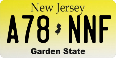 NJ license plate A78NNF