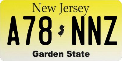 NJ license plate A78NNZ