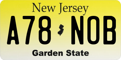 NJ license plate A78NOB
