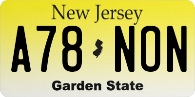 NJ license plate A78NON