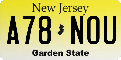 NJ license plate A78NOU