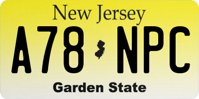 NJ license plate A78NPC