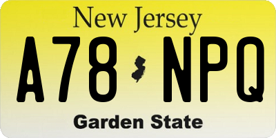 NJ license plate A78NPQ