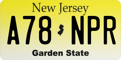 NJ license plate A78NPR