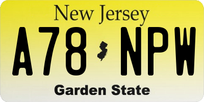 NJ license plate A78NPW
